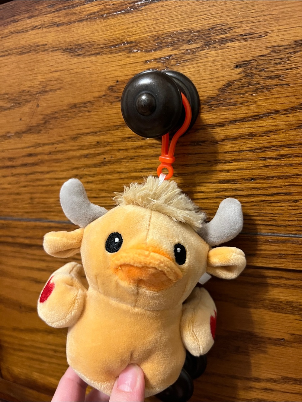 Plush Orange Highland Cow Duck Clip-On Toy - Soft Clip Attachment